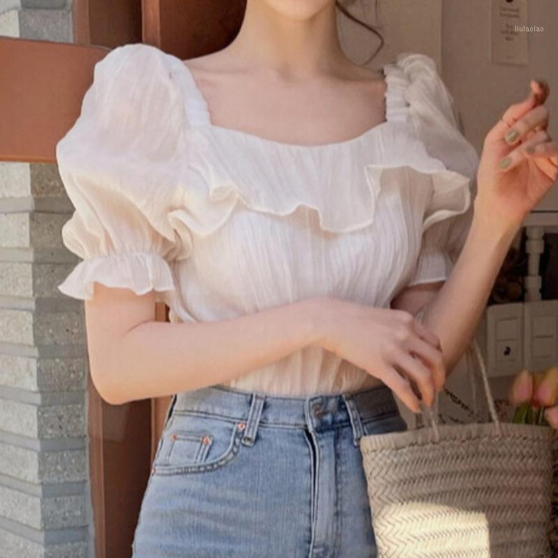 Women' Blouses & Shirts Fairy Pleated Slimming Age Reduction Lotus Leaf Side Court Puff Sleeve Square Collar Shirt Summer Wn*, Light apricot
Women' Blouses & Shirts Fairy Pleated Slimming Age Reduction Lotus Leaf Side Court Puff Sleeve Square Collar Shirt Summer Wn*, Light apricot