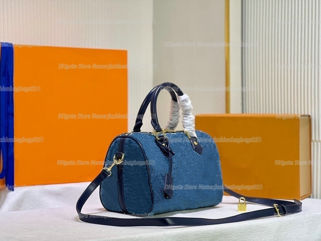 M59609 Speedy Nano Shoulder Boston Bags Denim 25 Purses Designer Blue handbag Denims Jacquard Textile Cross Body messenger Bag Double-Zip Vintage 25cm Tote
M59609 Speedy Nano Shoulder Boston Bags Denim 25 Purses Designer Blue handbag Denims Jacquard Textile Cross Body messenger Bag Double-Zip Vintage 25cm Tote