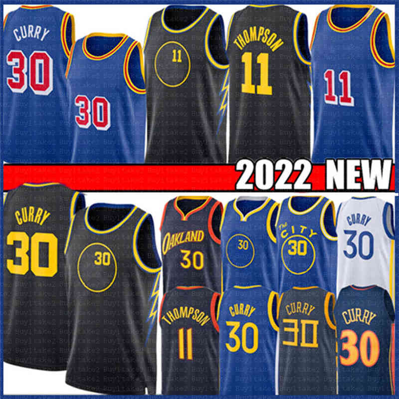 Stephen 30 Curry Klay 11 Thompson Golden Mens State City Basketball Jersey James 33 Wiseman Warriores Draymond 23 Green Blue White 75th