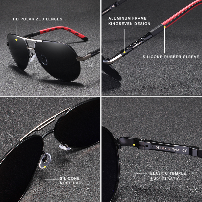 KINGSEVEN Men Vintage Aluminum Polarized Sunglasses Classic Sun glasses Coating Lens Driving Eyewear For MenWomen 220518