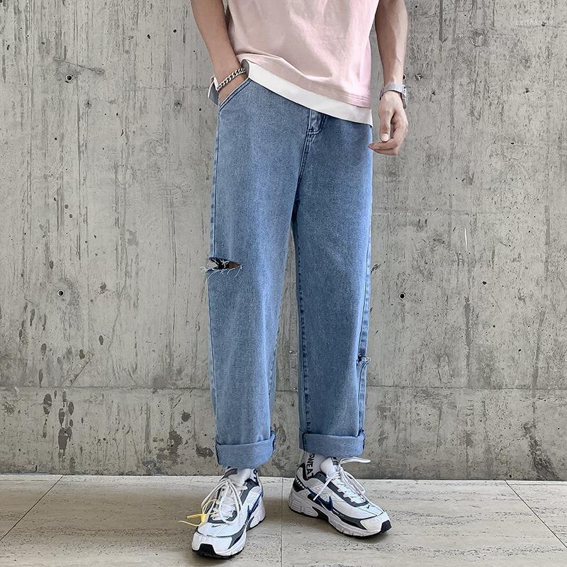 Men' Jeans Preppy Style Hole Ripped Solid Vintage Men Baggy Trousers Simple Design Students Daily Casual Straight Denim PantsMen' Bert22, Light blue
Men' Jeans Preppy Style Hole Ripped Solid Vintage Men Baggy Trousers Simple Design Students Daily Casual Straight Denim PantsMen' Bert22, Light blue