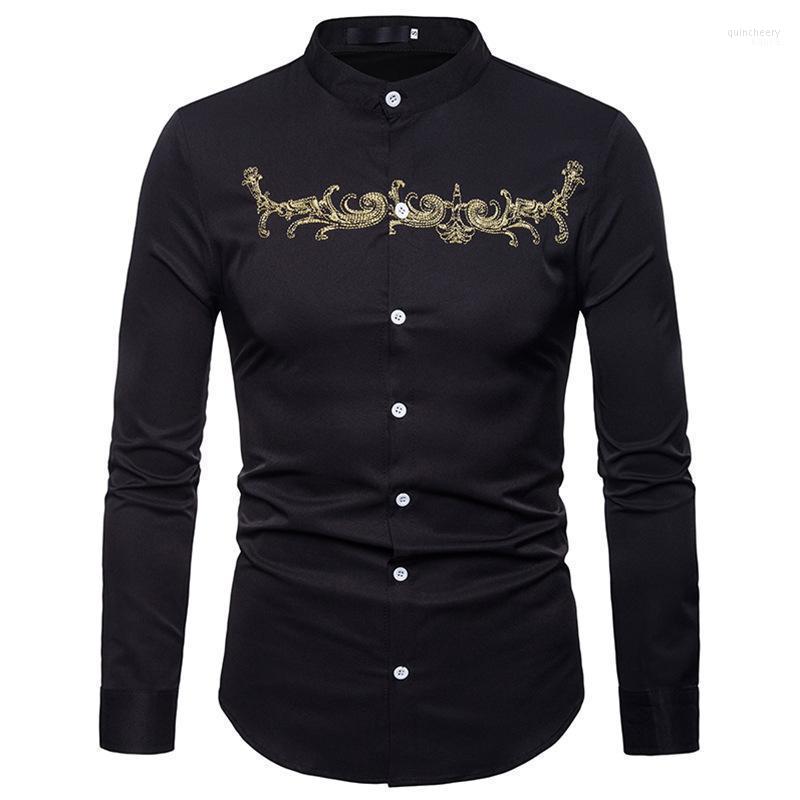 Stand Collar Embroidery Shirt Men 2022 Autumn Casual Button Down Mens Dress Gold Flower Chemise Homme XXL Men's Shirts Quin22, White
Stand Collar Embroidery Shirt Men 2022 Autumn Casual Button Down Mens Dress Gold Flower Chemise Homme XXL Men's Shirts Quin22, White