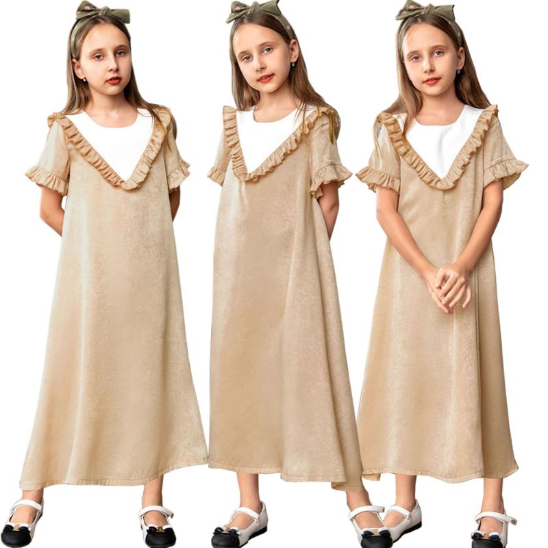Ethnic Clothing Muslim Islamic Girls Abaya Dress Children Ramadan Prayer Robe Short Sleeve Summer Kaftan Arab Ruffle Solid Color DressEthnic
Ethnic Clothing Muslim Islamic Girls Abaya Dress Children Ramadan Prayer Robe Short Sleeve Summer Kaftan Arab Ruffle Solid Color DressEthnic