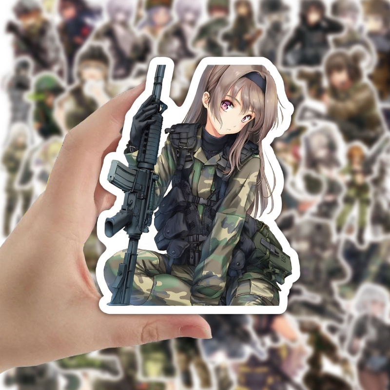 50Pcs/Lot Cartoon Army woman soldier stickers female soldier graffiti Stickerfor DIY Luggage Laptop Skate Bicycle Sticker