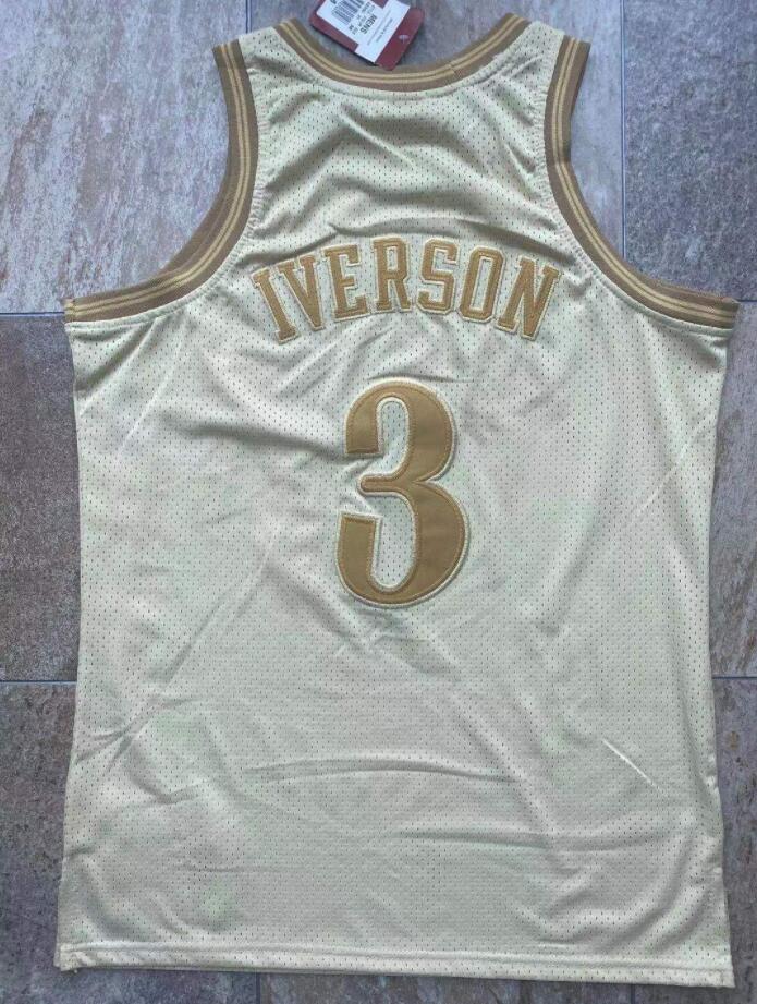 Dense stitched basketball jersey Allen Iverson Mitchell and Ness 2000-01 gold mesh classic retro jerseys Men S-2XL
Dense stitched basketball jersey Allen Iverson Mitchell and Ness 2000-01 gold mesh classic retro jerseys Men S-2XL