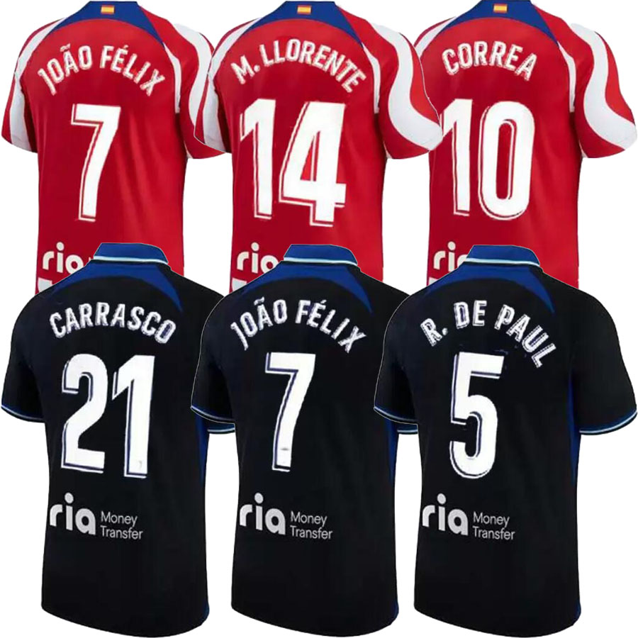 JOAO FELIX 22/23 soccer jerseys 2022 2023 M. LLORENTE Correa camiseta football shirts GRIEZMANN R. DE PAUL Cunha CARRASCO Atletico MadridS men kids kit Set
JOAO FELIX 22/23 soccer jerseys 2022 2023 M. LLORENTE Correa camiseta football shirts GRIEZMANN R. DE PAUL Cunha CARRASCO Atletico MadridS men kids kit Set