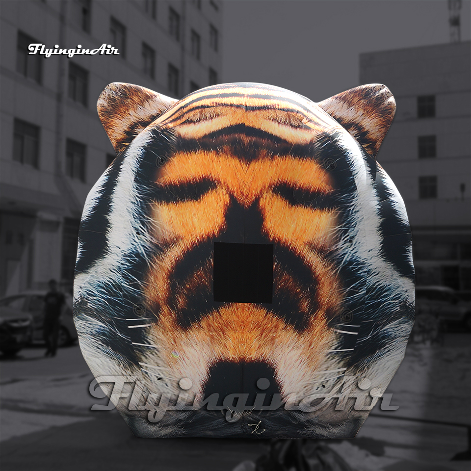 Club Party Decorative Inflatable Tiger Head 5m Animal Mascot Model Air Blow Up Tiger Balloon For Wall Decoration