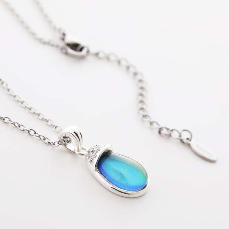 High Quality Silver Plated Mood Color Change Pendant Necklace