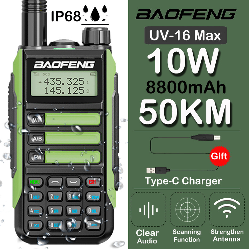 Baofeng UV 16 IP68 Waterproof 50Km Long Distance Dual Band 136 174 400 520MHz Walkie Talkie 220812
Baofeng UV 16 IP68 Waterproof 50Km Long Distance Dual Band 136 174 400 520MHz Walkie Talkie 220812
