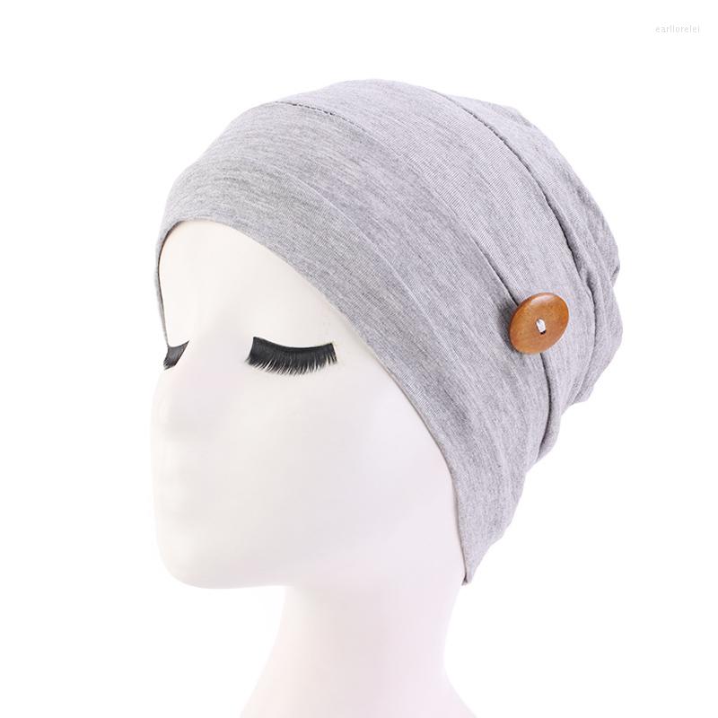Hair Clips & Barrettes Cap Cotton Hat Button Wearing Mask Ear Protection Caps Turban Women Ladies Headwear Jewelry