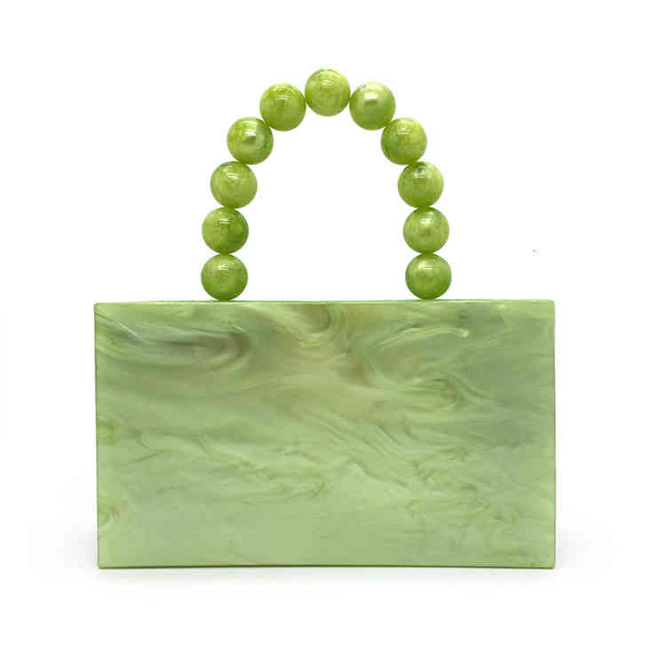 New chic apple green acrylic Dinner Bag Beaded handle small square bag portable dress, Light green
New chic apple green acrylic Dinner Bag Beaded handle small square bag portable dress, Light green
