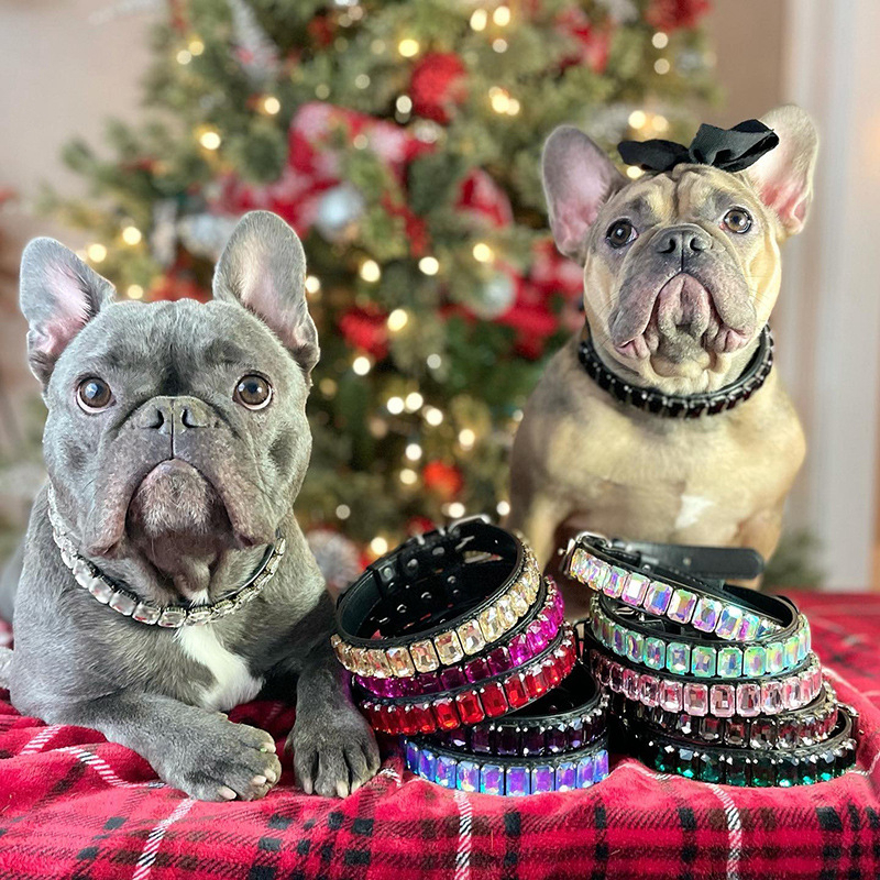 Dog Collars of Crystal for Medium Small Dogs Bling-Bling Cute Dog Collar Adjustable Pets Necklace Sparkling Jeweled Pet Chain Applicable to Wedding Bi