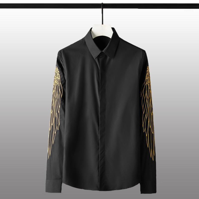 Men's Casual Shirts Cotton Mens Luxury Golden Wing 3d Embroidery Long Sleeve Dress Fashion Slim Male Plus Size, Black
Men's Casual Shirts Cotton Mens Luxury Golden Wing 3d Embroidery Long Sleeve Dress Fashion Slim Male Plus Size, Black