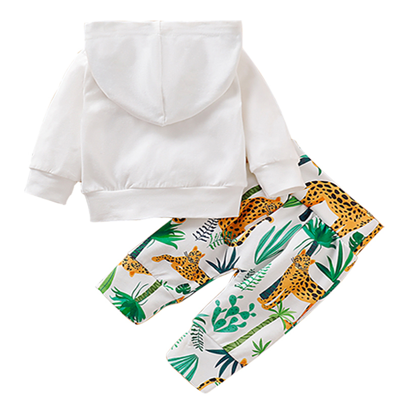 Baby Boy Clothes Set born Cartoon Jungle Print Outfit Hooded Top And Pant Roupa Infantil 2pcs 220326