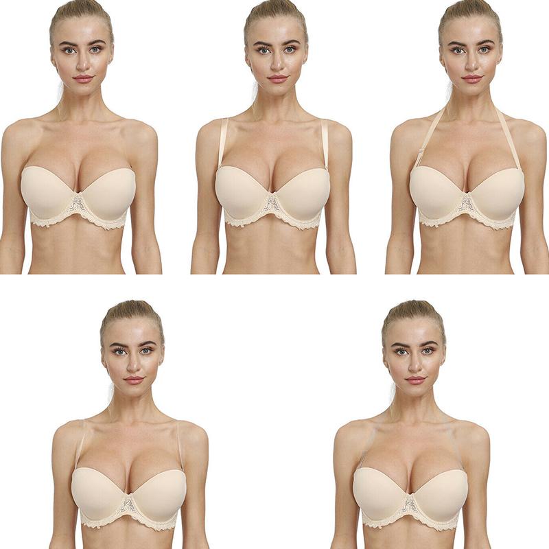 Bras Multiway Push Up Halter Strapless For Women Straps Silicone Adjusted Underwire Lace Sexy Lingerie Thin Cups, Black
Bras Multiway Push Up Halter Strapless For Women Straps Silicone Adjusted Underwire Lace Sexy Lingerie Thin Cups, Black