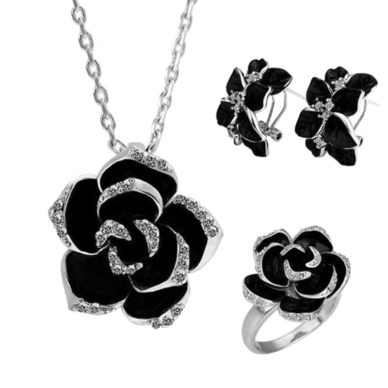 Earrings & Necklace Rose Gold Color Black Painting Bridal Jewelry Sets Fashion Flower Enamel Set For Women Wedding PartyEarrings, As pic
Earrings & Necklace Rose Gold Color Black Painting Bridal Jewelry Sets Fashion Flower Enamel Set For Women Wedding PartyEarrings, As pic