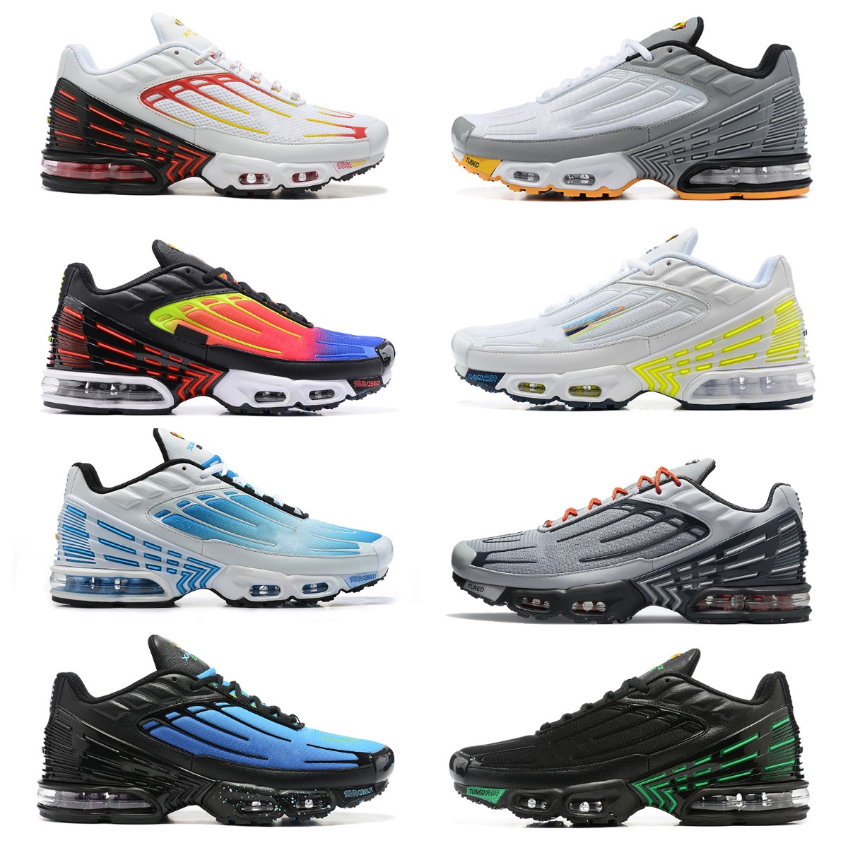 Mens Tn Tuned Plus 3 Running Sports Shoes Triple Black Obsidian Neon Crater Multi White Aquamarine University Red Wolf Grey Tan Burgundy Orange Silver Blue Sneakers, Bubble package bag 
Mens Tn Tuned Plus 3 Running Sports Shoes Triple Black Obsidian Neon Crater Multi White Aquamarine University Red Wolf Grey Tan Burgundy Orange Silver Blue Sneakers, Bubble package bag