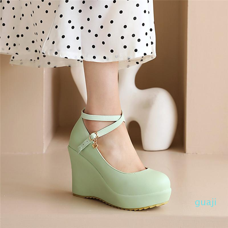 Dress Shoes Casual Concise Platform Wedges Pumps Women Spring Autumn Buckle Strap Solid Round Toe 10cm High Heel Comfy, Fen hong se
Dress Shoes Casual Concise Platform Wedges Pumps Women Spring Autumn Buckle Strap Solid Round Toe 10cm High Heel Comfy, Fen hong se