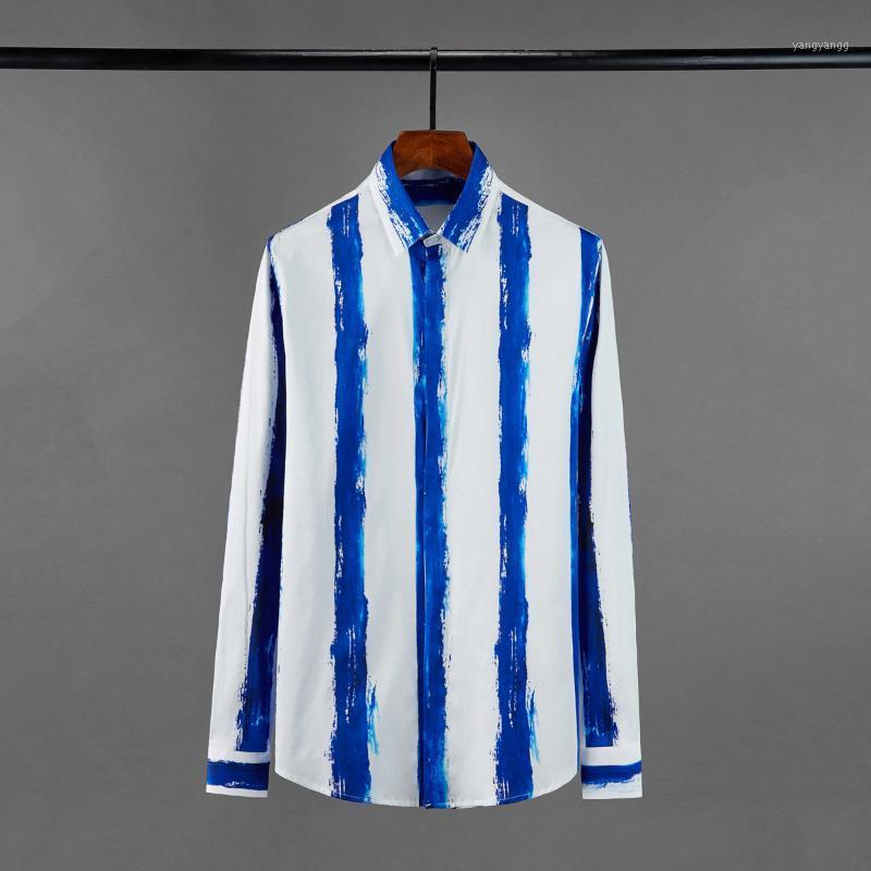 Men's Casual Shirts Blue Stripe Printed Mens High Quality Long Sleeve Cotton Party Male Fashion Slim Fit Man 3XL
Men's Casual Shirts Blue Stripe Printed Mens High Quality Long Sleeve Cotton Party Male Fashion Slim Fit Man 3XL
