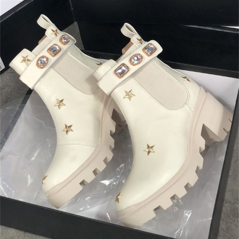 Women Booties Calfskin Australia Ankle Martin Boots Real Leather Chunky High Heeled Bee Cowboy Boots Party Wedding Shoes EU42 With Box NO13
Women Booties Calfskin Australia Ankle Martin Boots Real Leather Chunky High Heeled Bee Cowboy Boots Party Wedding Shoes EU42 With Box NO13