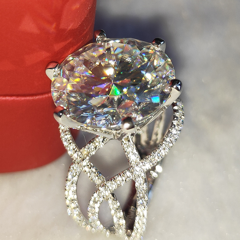 18K 750Au Gold Ring 10Carat DVVS Moissanites Diamond Ring Round Wedding Party Engagement Anniversary Ring Trendy