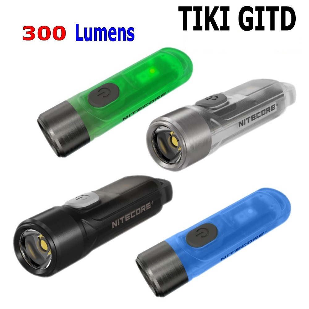 

Original NITECORE TIKI GITD Keychain Torch Light 300 Lumens MiniI Futuristic Keychain Flashlights USB Rechargeable EDC Flashlight