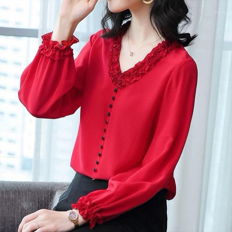 Women' Spring Autumn Style Blouse Shirt V-Neck Button Lantern Sleeve Solid Color Leisure Elegant Tops SP1375 Blouses & Shirts, Red
Women' Spring Autumn Style Blouse Shirt V-Neck Button Lantern Sleeve Solid Color Leisure Elegant Tops SP1375 Blouses & Shirts, Red