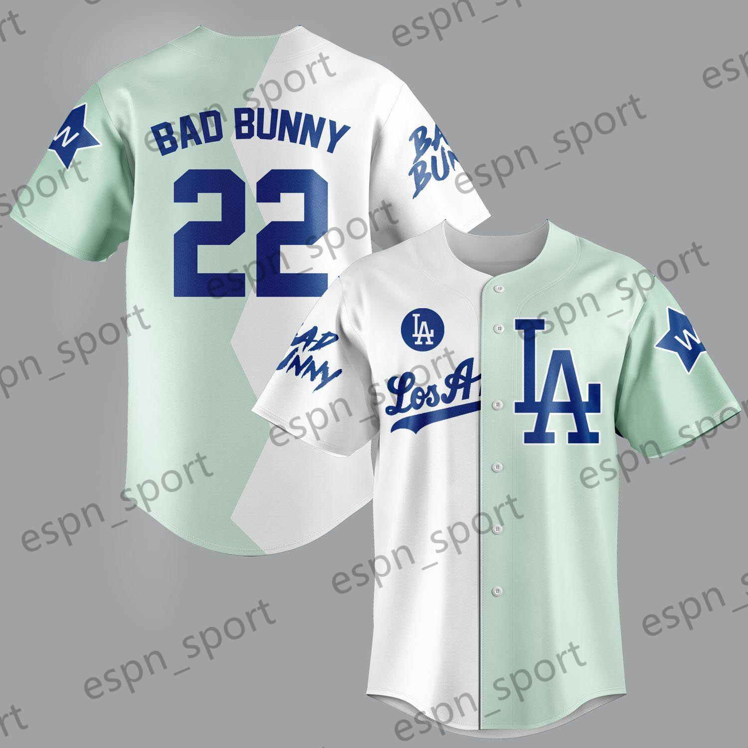 Dodgers 2022 All-Star Celebrity Softball Game Split Jersey Bad Bunny Custom Stitched Mens Womens Youth, Womens nk logo s-2xl
Dodgers 2022 All-Star Celebrity Softball Game Split Jersey Bad Bunny Custom Stitched Mens Womens Youth, Womens nk logo s-2xl