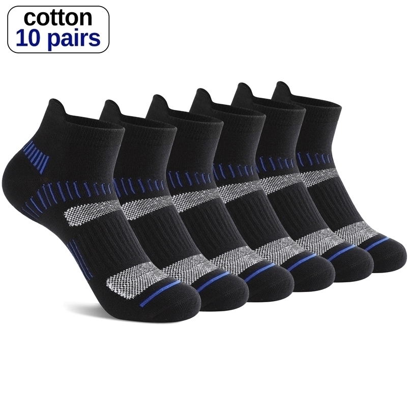 Men Ankle Socks10 Pair High Quality Cotton Athletic Cushioned Breathable Casual Sports Socks Male Short Socks Size3848 D220611