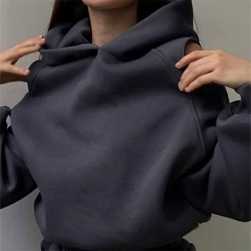 Women Solid Sets Hoodie Off Shoulder Sweatshirts And Pant Suit Female Fashion Tracksuits Two Piece Sets 220817
