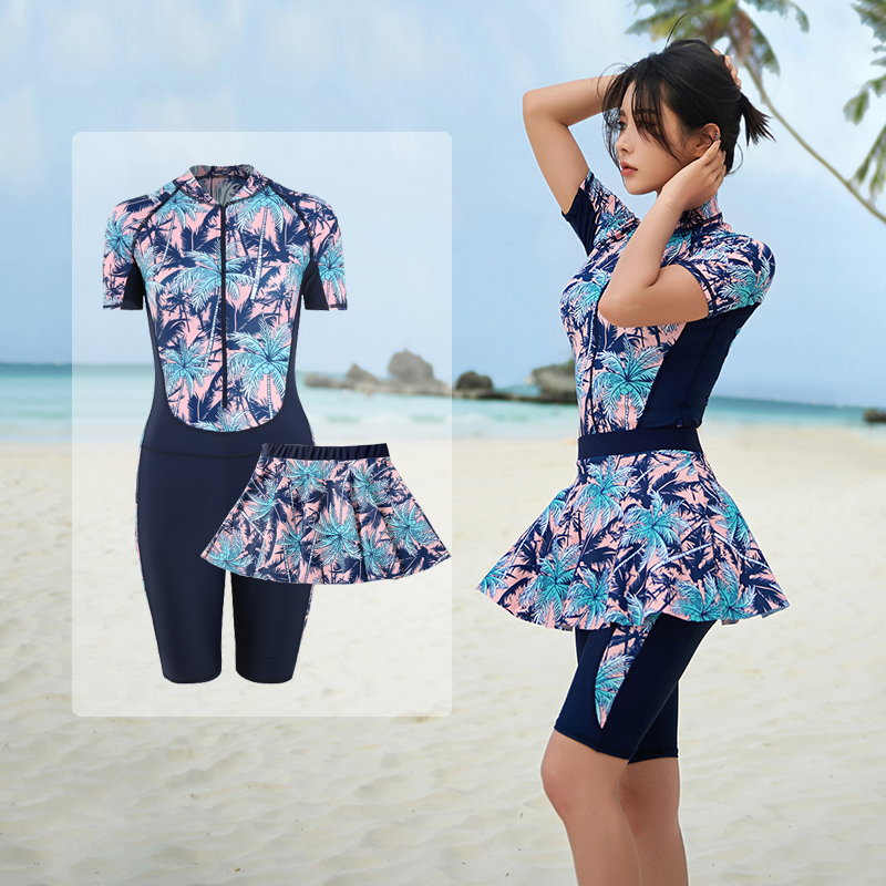 One Piece With Skirt Sport Swimsuit Surfing Suits Short Sleeves Beach Wear Women Summer Bathing Suits
One Piece With Skirt Sport Swimsuit Surfing Suits Short Sleeves Beach Wear Women Summer Bathing Suits