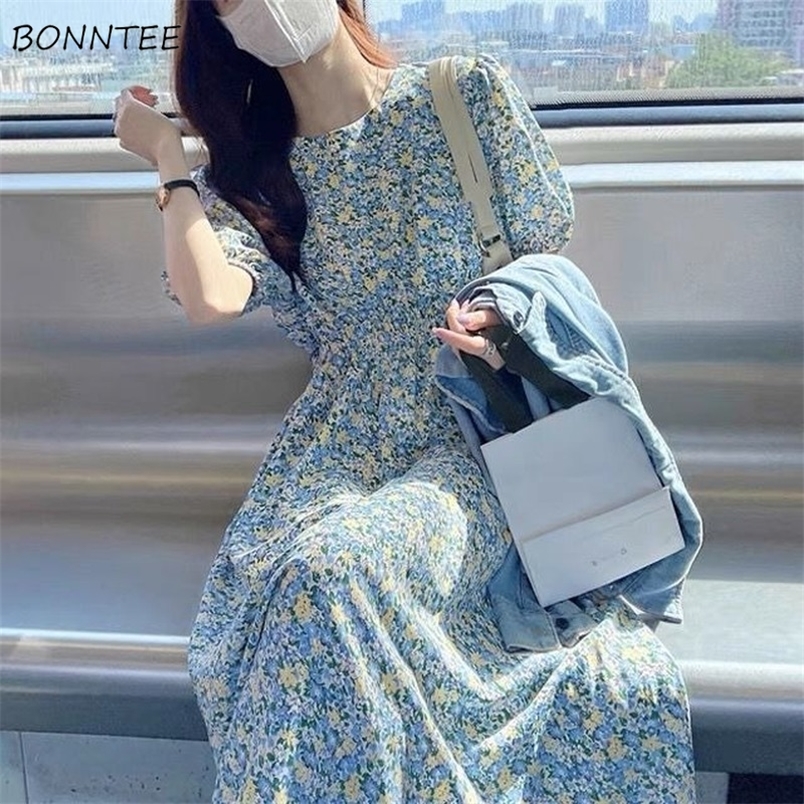 Short Sleeve Dress Women Casual Flower O neck Lady Mid calf Elegant Korean Style Girlish Sundress A line Summer Trendy 220613, Blue
Short Sleeve Dress Women Casual Flower O neck Lady Mid calf Elegant Korean Style Girlish Sundress A line Summer Trendy 220613, Blue