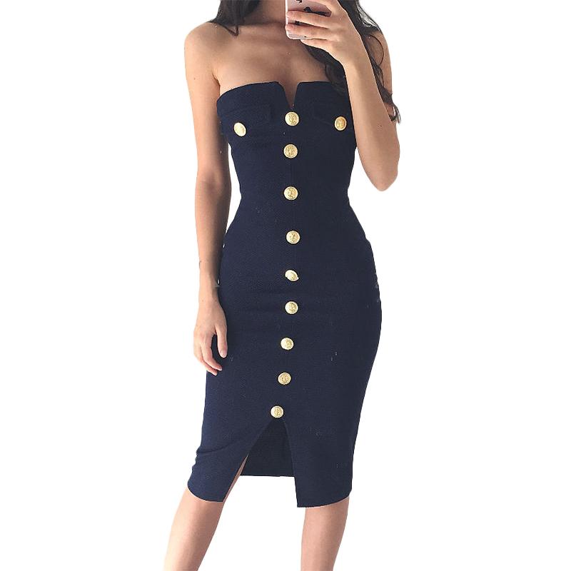 Casual Dresses England Style Women Strapless Dress Ladies Sleeveless Buttons Bodycon Party Retro Knee-Length Sheath ZipperCasual, Navy blue
Casual Dresses England Style Women Strapless Dress Ladies Sleeveless Buttons Bodycon Party Retro Knee-Length Sheath ZipperCasual, Navy blue