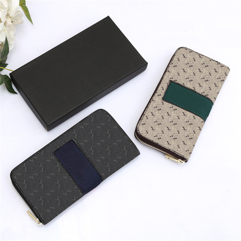 Classic Letter Stripe Wallet Money Clips Men Women Purse Card Holder Long Business Leather Purses With Box