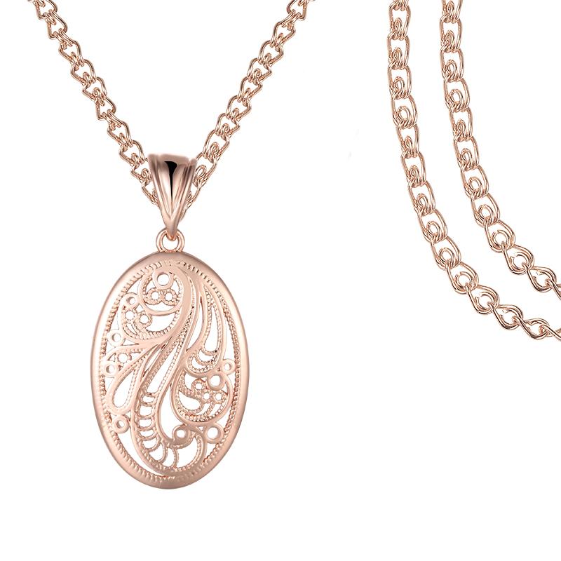 Pendant Necklaces FJ Women Girls 585 Rose Gold Color Oval Round Weaving Patterend Flowers Necklace Chains
Pendant Necklaces FJ Women Girls 585 Rose Gold Color Oval Round Weaving Patterend Flowers Necklace Chains