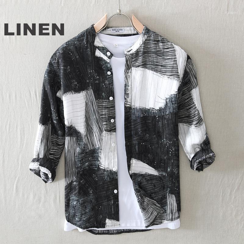 High Quality Casual Summer Men's Shirts Linen Three-Quarter Sleeve Men Shirt Stand-Up Collar Printed For, Black
High Quality Casual Summer Men's Shirts Linen Three-Quarter Sleeve Men Shirt Stand-Up Collar Printed For, Black