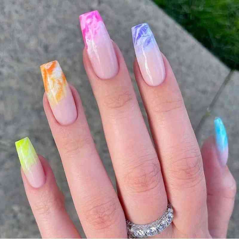 False Nails 24pcs Press on Long Coffin Fake Bloom Rainbow Ballet Full Cover Nail Art Tips Beauty Artificial Manicure 0616
False Nails 24pcs Press on Long Coffin Fake Bloom Rainbow Ballet Full Cover Nail Art Tips Beauty Artificial Manicure 0616