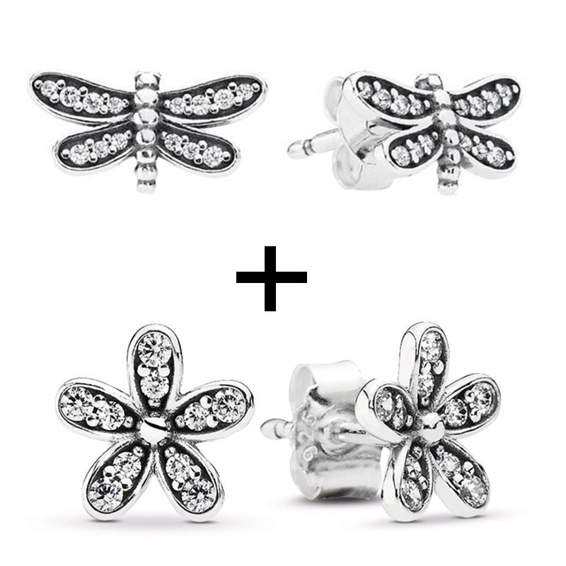 New Popular 925 Sterling Silver Silver Crown Round Stud Earrings Transparent CZ For Earrings Women Wedding Jewelry Gift Special Offer