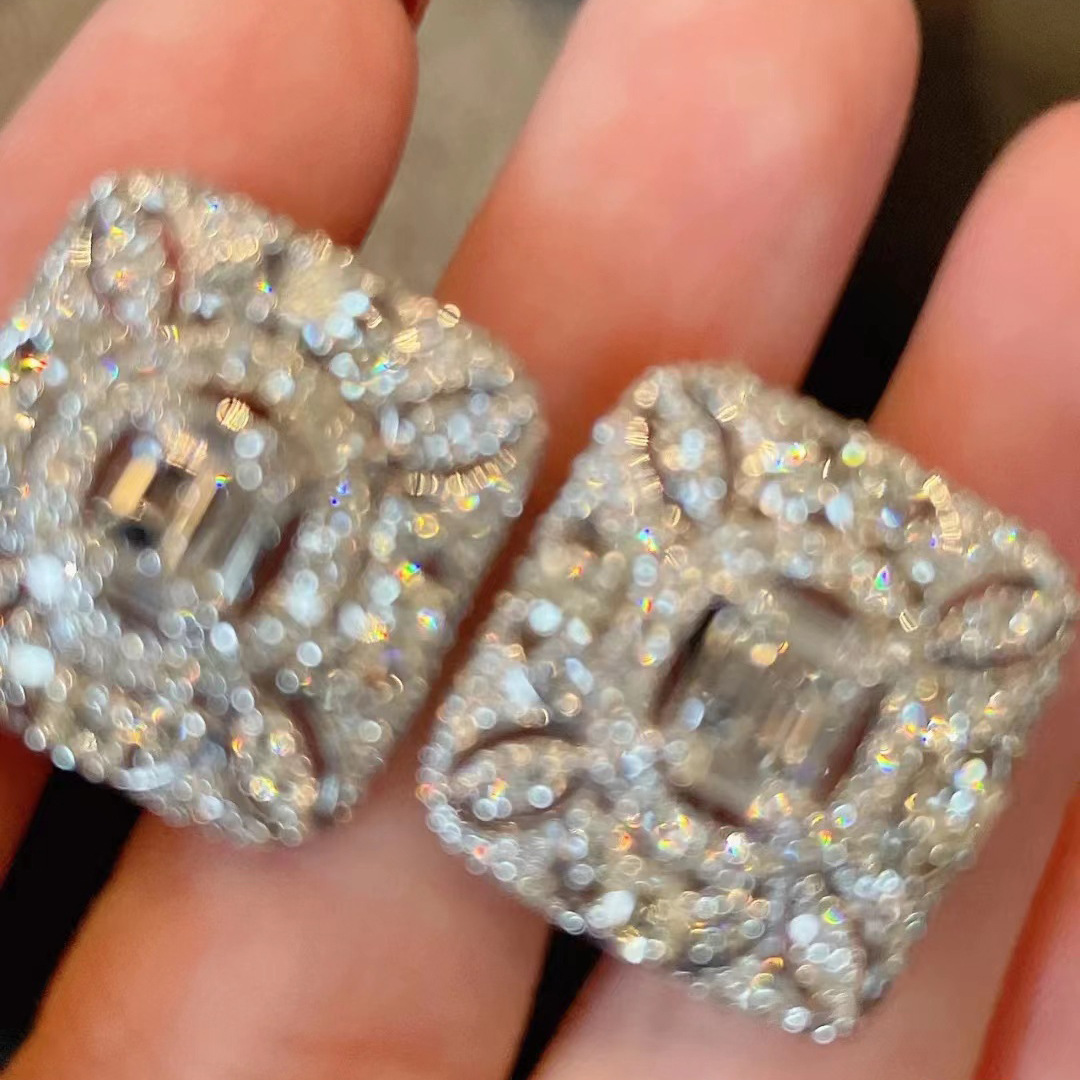 2024 Top Stud Earrings: Sterg Sier Princess Cut White Topaz Gemstone Party Jewelry