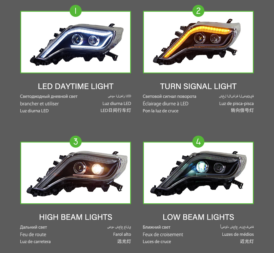 car head lamp For Toyota Prado LED Headlight 2014-17 turn signal lights Angel Eye Projector bifocal lens