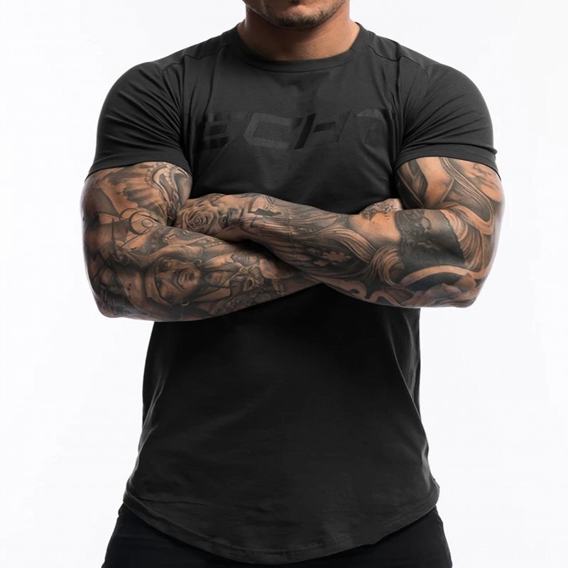 Men's Fashion T Shirt Men Tops Summer Fitness Bodybuilding Clothes Muscle Male Shirts Cotton Slim Fit Tees 220421
