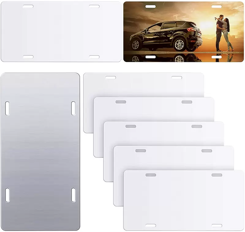 White Sublimation License Plate Decor Blanks Metal Aluminum Automotive Plates Heat Thermal Transfer Sheet DIY Picture Tag Board 3 Sizes sxa24