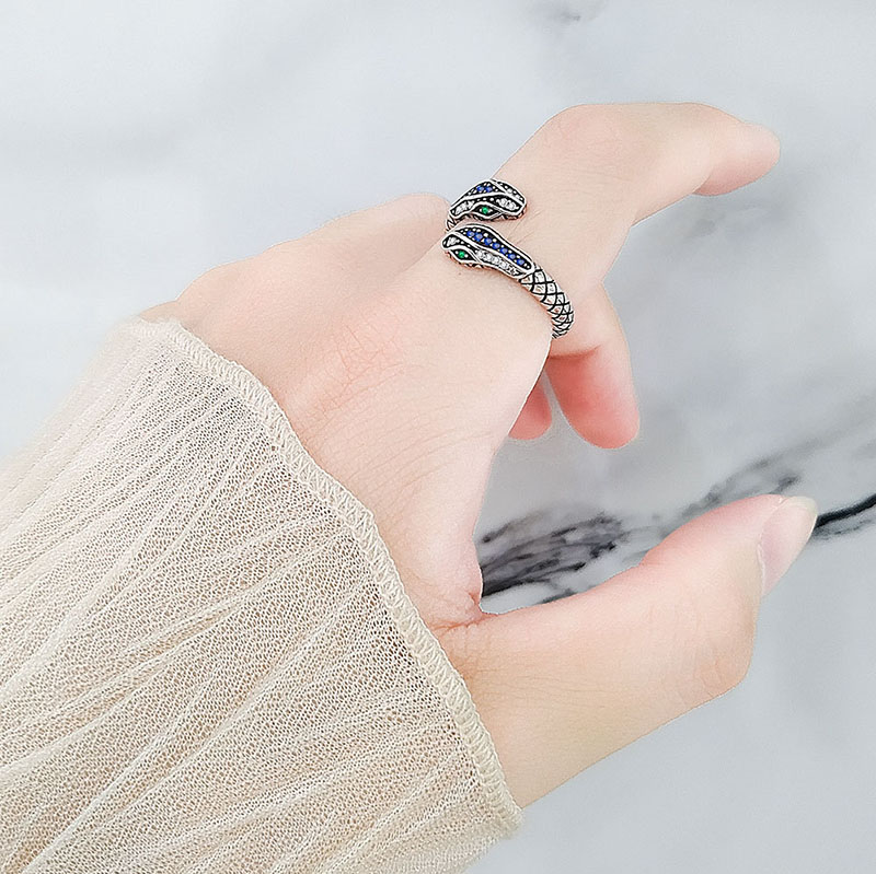 Top Quality S925 Silver Plated Austrian Crystal Snake Ring for Women Hip Hop Party Rings Lucky Jewelry Gift