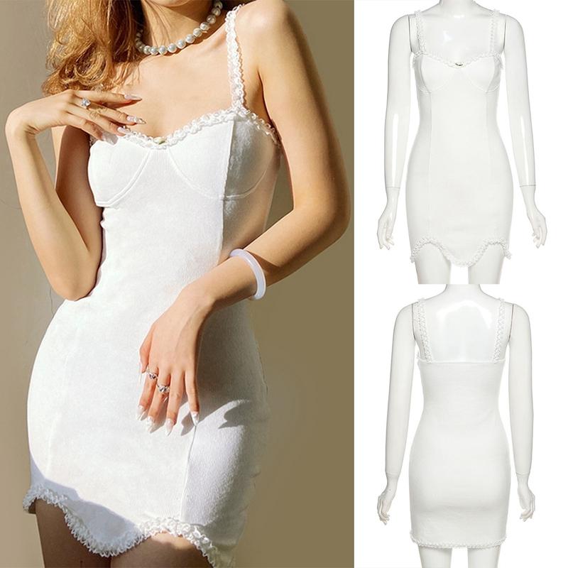 Party Dresses Kf-Lace Sling Collar Sleeveless Backless Sexy Mini Dress Summer Women Fashion Streetwear Solid Sundress, White
Party Dresses Kf-Lace Sling Collar Sleeveless Backless Sexy Mini Dress Summer Women Fashion Streetwear Solid Sundress, White