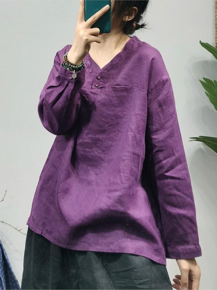 Women's Blouses & Shirts Spring Women Shirt 2022 Simple Pullovers Tops Female Retro V-Neck Long-sleeved Casual Embroidery Flax BlouseWomen's, Green
Women's Blouses & Shirts Spring Women Shirt 2022 Simple Pullovers Tops Female Retro V-Neck Long-sleeved Casual Embroidery Flax BlouseWomen's, Green
