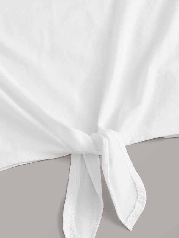 Girls Tie Hem Tank Top & Paperbag Waist Knot Detail Striped Shorts Set SHE