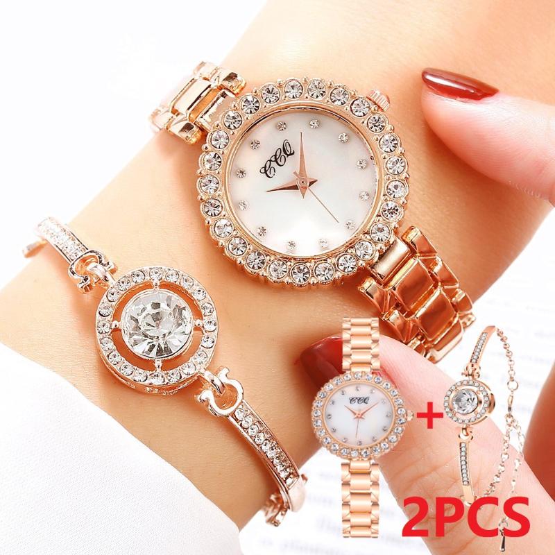 Wristwatches 2PCS Bracelet Watch Brand Women Fashion Watches Rose Gold Clock Stainless Steel Water Proof Quartz Gift, C386-2
Wristwatches 2PCS Bracelet Watch Brand Women Fashion Watches Rose Gold Clock Stainless Steel Water Proof Quartz Gift, C386-2