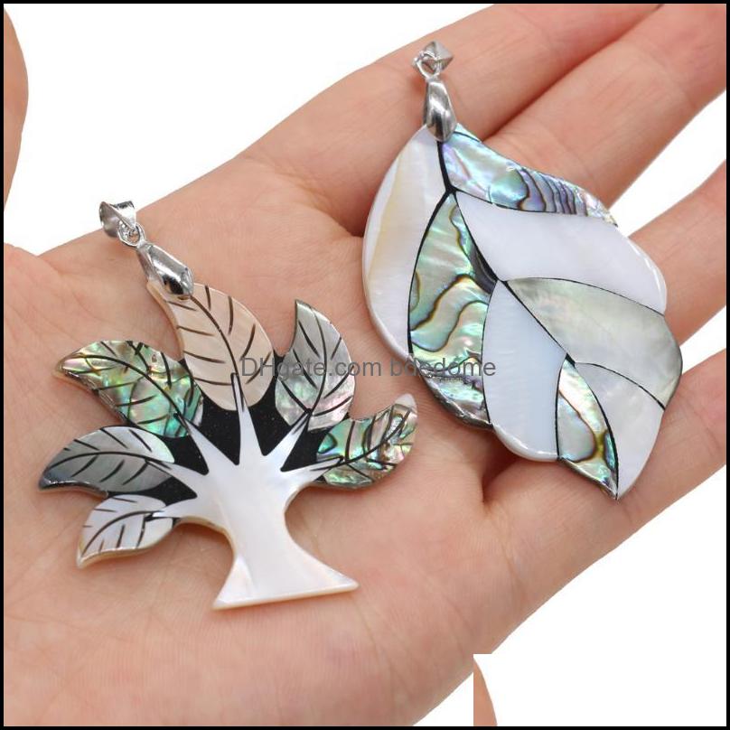 Pendant Necklaces Pendants Jewelry Natural Shell Leaf Shape Mother Of Pearl Abalone Exquisite C Dhfwr