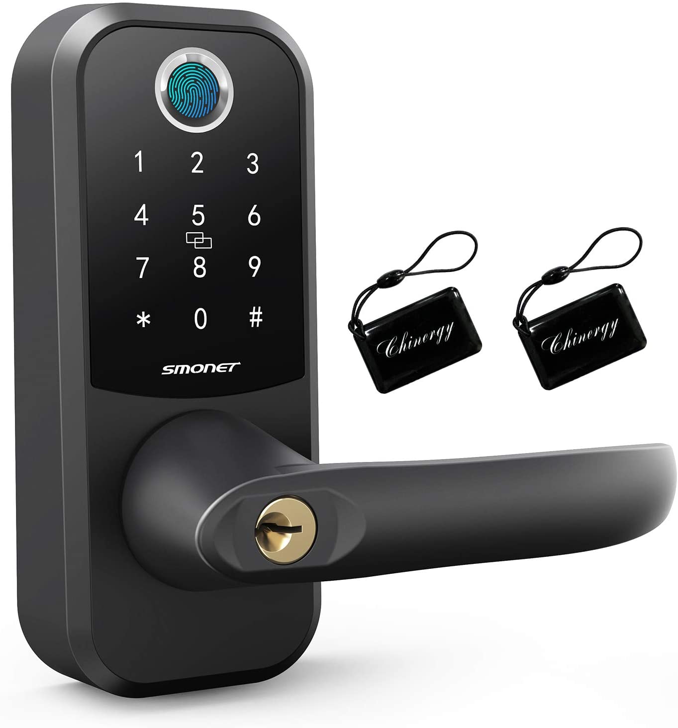 Smart Lock SMONET Fingerprint Door Locks with Keypad Keyless Entry Handle Wireless Electronic Bluetooth Digital APP Key Passcode