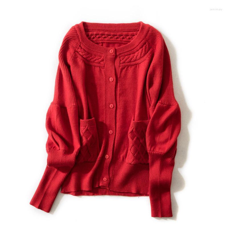 Women' Sweaters Fashion Lantern Sleeve Cardigan Sweater Solid Color Female Casual Knitted Tops O Neck Thicken Single Breasted For Ladies Je, Red
Women' Sweaters Fashion Lantern Sleeve Cardigan Sweater Solid Color Female Casual Knitted Tops O Neck Thicken Single Breasted For Ladies Je, Red